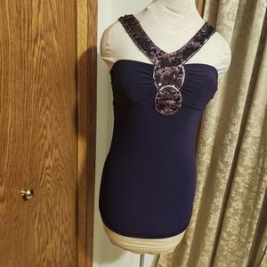 Elegant Purple Sequin Top, Junior